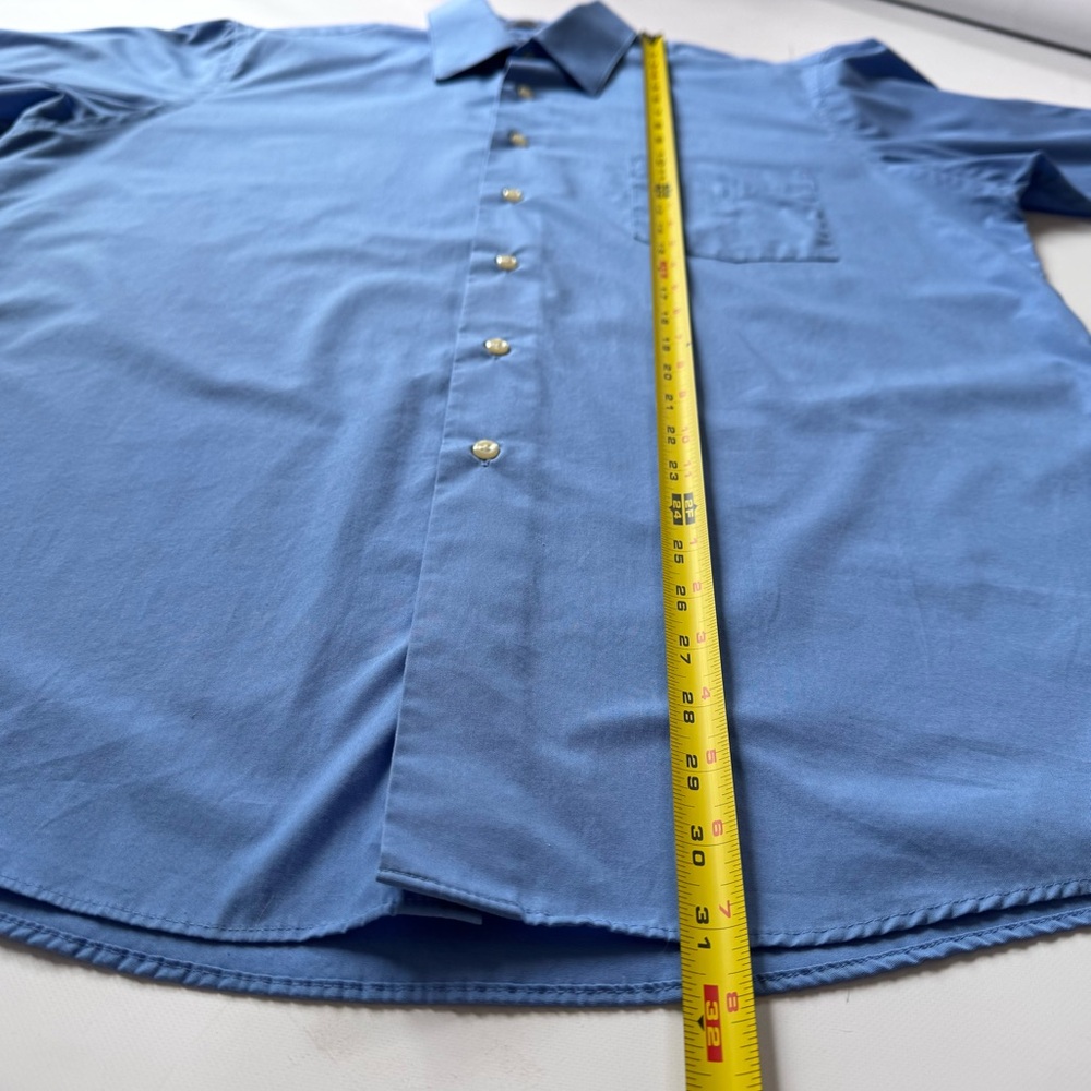 Arrow Wrinkle Free Half Sleeve Blue Men's Shirt Size 16-16 1/2 Large - Picture 10 of 11
